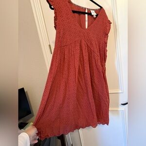 Knox Rose women’s eyelet short sleeve dress with ruffle size XL.